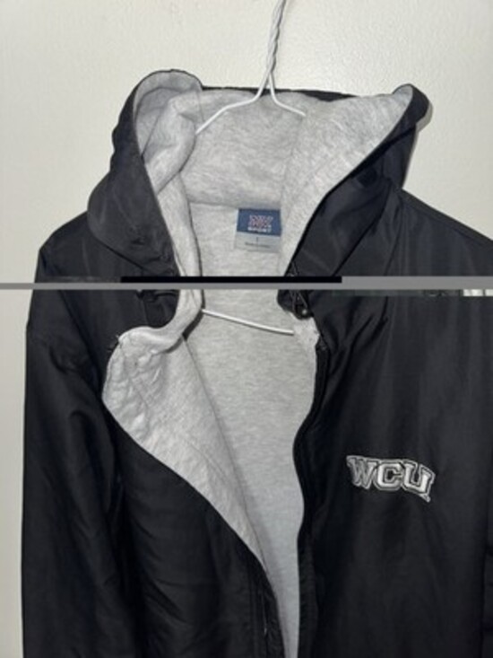 WCU Black Hooded Jacket-Cloth With Inside-Windbreaker Outside-Western Carolina U - Picture 2 of 4